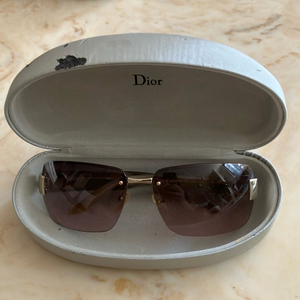 Dior Brown Sunglasses Rimless Design Gradient Lenses